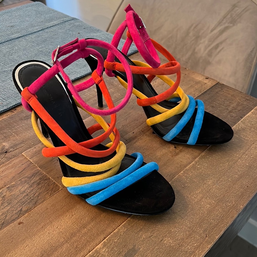 Rainbow heels with ankle strap